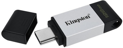 USB Kingston DataTraveler 80 - 128GB, i zi / argjendtë