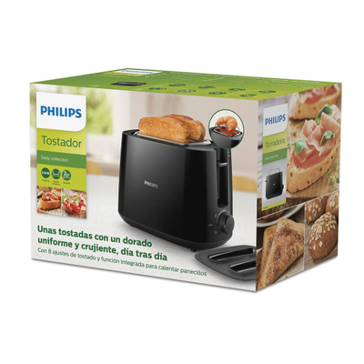Toaster Philips HD2582/90, 2 feta, 8 nivele pjekjeje, i zi