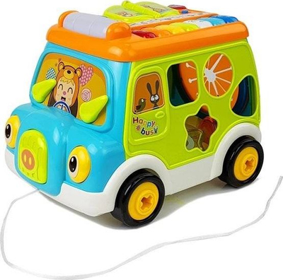 Lodër autobus muzikor Yoolean Happy Bus, piano me projektor, sorter formash, shumëngjyrësh