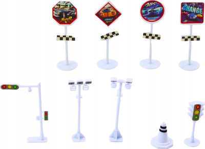 Set lodrash vetura të vogla Leantoys, 25 pjesë, kuti me shenja rrugore, shumëngjyrëshe