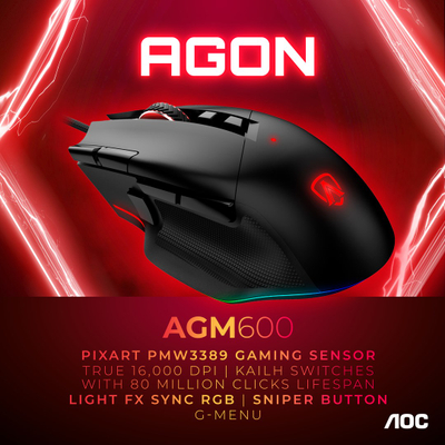 Maus AOC AGON AGM600, 16000 DPI, 10 butona, i zi
