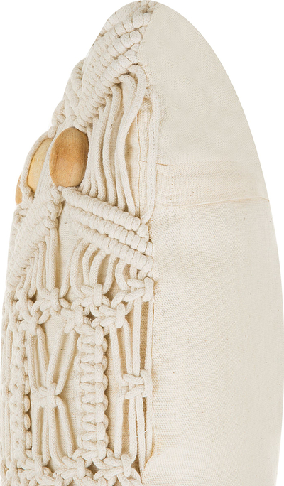Jastëk dekorativ NICAEA Cotton Macrame, 45x45cm, pambuk, bezhë