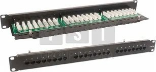 Панел патч C&amp;C Partners Cat 5e, 24xRJ45 UTP, 19" 1U, црн