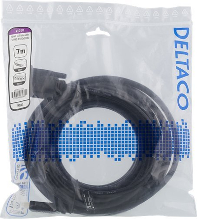 Kabllo HDMI në DVI Deltaco, 7m, Full HD 1080p, e zezë