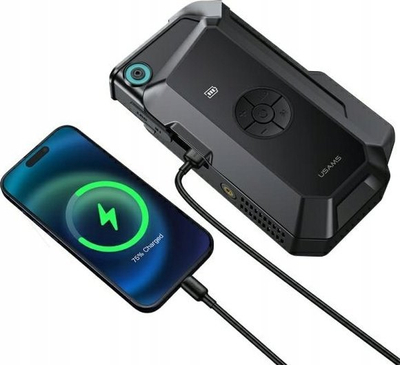 Jumpstarter me powerbank Usams, 8000mAh, pompë elektrike me ekran LED, i zi