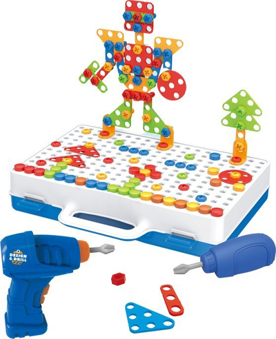 Set konstruktiv LeanToys Creative Handyman, 248 pjesë, me stërvitëse me bateri, shumëngjyrësh
