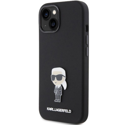 Mbulesë telefoni Karl Lagerfeld KLHCP15SSMHKNPK për iPhone 15 6.1\", silikoni, e zezë