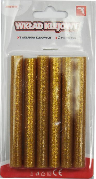 Shkopinj ngjitës me shkëlqim për pistoletë Golden, 11mm, 10cm, ngjyrë e artë