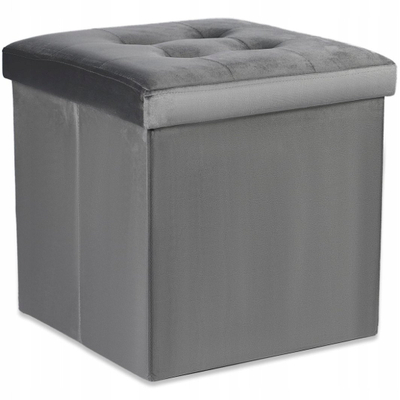 Tabure Leobert Foldable L, 38x38x38cm, kadife, gri