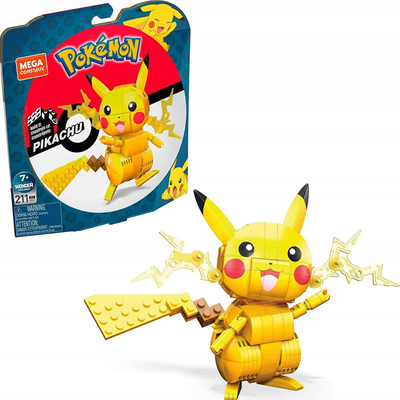 Lodër me kuba Mega Construx Pokemon Pikachu GMD31, 211 copa, 10 cm, shumëngjyrëshe