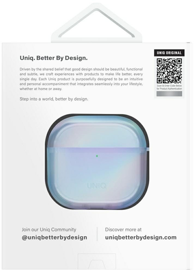 Навлака за слушалки Uniq Iridescia за AirPods 4, TPU, со приврзок, сина