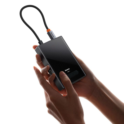 Hub USB C Baseus PioneerJoy 8 në 1, 100W PD, HDMI 4K, gri