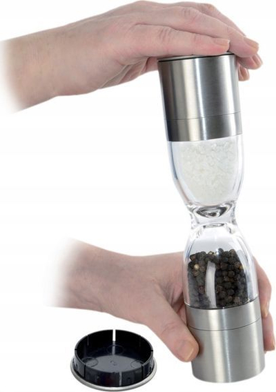 Grirës për erëza Orion DUO 2 në 1, manual, çelik inox dhe plastikë, argjendtë