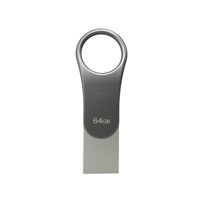 USB Silicon Power Mobile C80, 64GB, USB Type-A/USB Type-C, титаниум