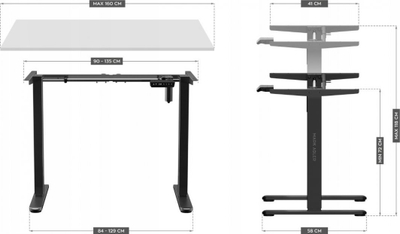 Kornizë elektrike tavoline Xeno 4.1, rregullim lartësie 72-118cm, deri 80kg, e zezë