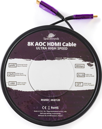 Kabllo HDMI optike Spacetronik SH-OX200, 8K 60Hz, 20m, lejla
