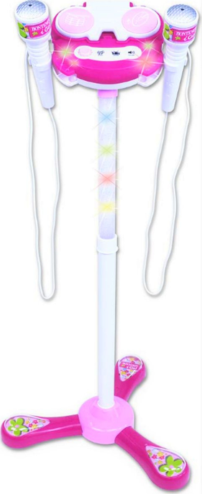 Играчка сценски микрофон Бонтемпи iGirl, 2 микрофона, прилагодлив сталак, розева