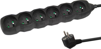 Rryp zgjatues Esperanza Power Strip, 6 priza, 1.5m, i zi