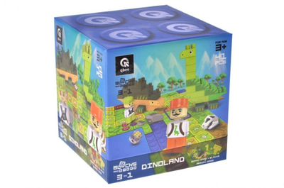 Конструкторска играчка qbee Block and Steps Земја на диносауруси, 3 во 1, 41 дел, повеќебојна
