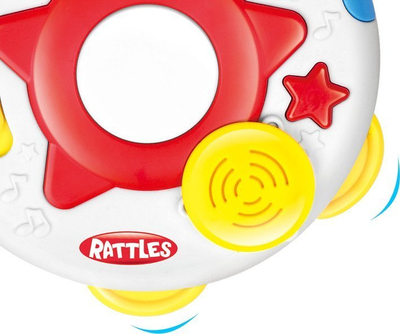 Tamburine interaktive Woopie Baby Rattles, lodër muzikore me tinguj e drita, shumëngjyrëshe