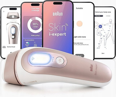 Epilator IPL Braun Smart Skin I-Expert PL7253, inteligjent, 3 koka, me kuti