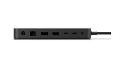 Adapter Surface Thunderbolt 4, me 8 porta, mbështetje për dy monitorë 4K, i zi