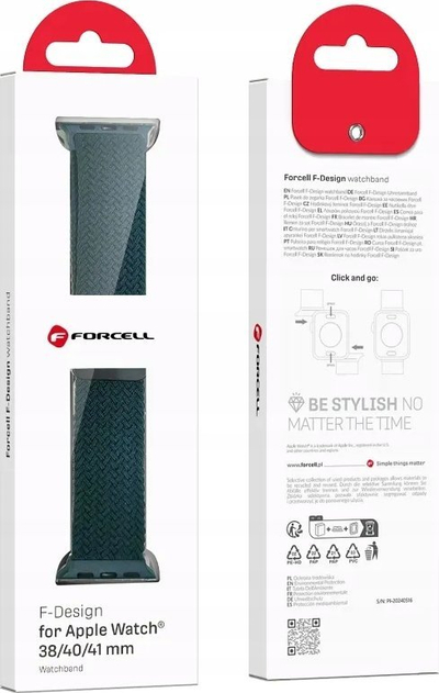 Rrip najloni FORCELL F-DESIGN FA02 për Apple Watch 38 40 41mm, mbyllje magnetike, jeshile rainforest