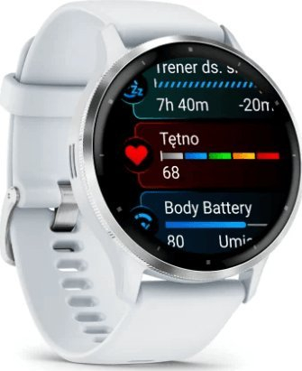 Ora e zgjuar Garmin Venu 3, 1.4", GPS, bateri gjer në 14 ditë, argjend me rrip Whitestone