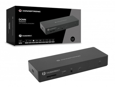Docking station Conceptronic DONN30B, 13 me 1, USB C, HDMI 8K, e zezë