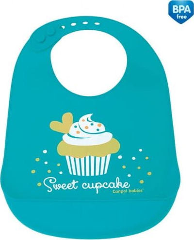 Pelerin silikoni Canpol Babies Sweet Cupcake, pa BPA, ngjyrë turkeze