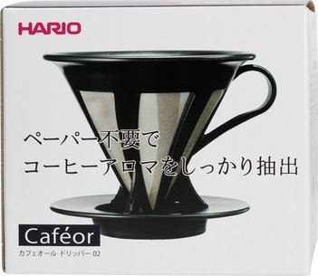 Filtruese kafeje Hario Two Cup, çelik inox, për 2 filxhanë, e zezë