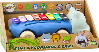 Vegël muzikore për fëmijë Hippopotamus Cymbals On Wheels, 8 taste, me rrota, shumëngjyrëshe