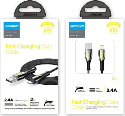 Kabllo USB Joyroom Mermaid USB A në Lightning, 2 m, 2.4A, e zezë