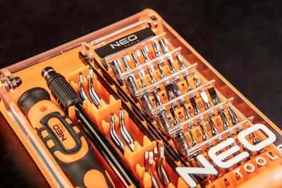 Set kaçavidash me bite NEO TOOLS 06-111-1, 45 copë, 1/4", portokalli