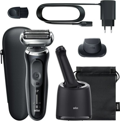 Електричен брич Braun Series 7 71-N7200cc, со база за чистење, без кабел, црн
