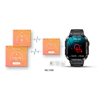 Smartwatch Veltori VT200-1, ekran 1.96", Bluetooth, i zi