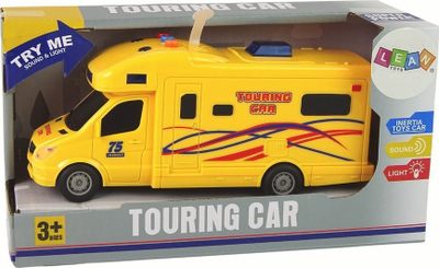 Lodër kamper makinë Auto Camper Trip, me fërkim, me drita edhe zë, e verdhë