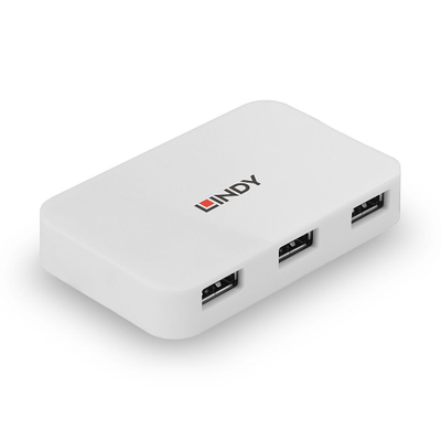 USB hub LINDY 43143, 4 porta, USB 2.0, i bardhë