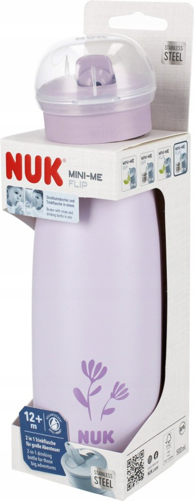 Gotë çeliku për kalamoj Nuk Mini-Me Flip Steel, 500ml, 12m+, vjollcë