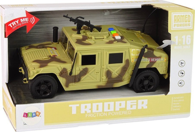 Makina ushtarake lodër LeanToys Military Vehicle, fërkim me drita dhe tinguj, kamuflazh