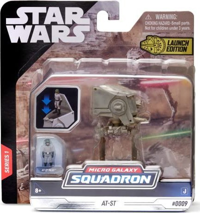 Lodër figurë Star Wars Micro Galaxy Squadron AT-ST, 3\", me figurë piloti, gri
