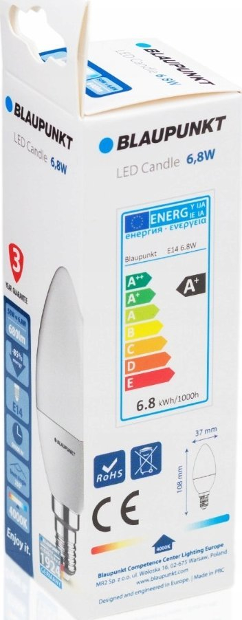 Llampë LED Blaupunkt Candle E14, 7W 680lm, 4000K, e bardhë