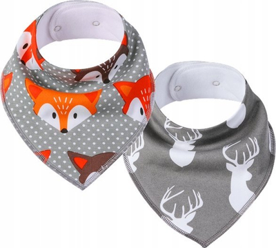 Përparëse-shall pambuku “Cotton Bib Scarf with Foxes”, pambuk 100%, që s’e merr uji, shumëngjyrëshe