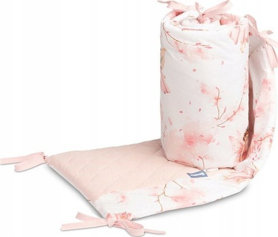 Mbrojtës shtrati bebesh Babyono Bed Bumper Muslin Fairies, 120x60 cm, pambuk, rozë