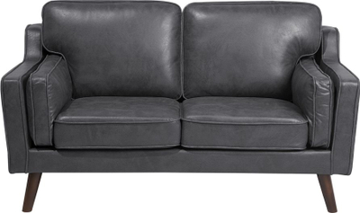 Divan dyshe Beliani Lokka, lëkurë sintetike, stil mid century, gri