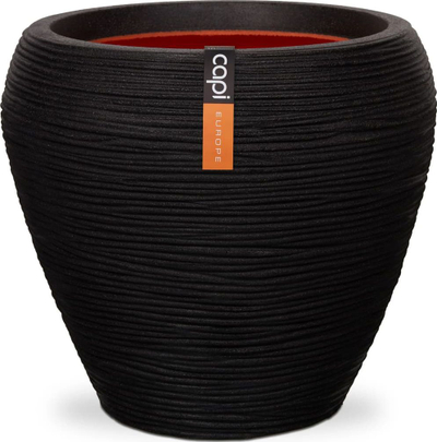 Vazo Capi Europe Taper Round Rib NL, 42x38 cm, plastike, e zezë