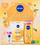 Set dhurate Nivea Zen Vibes, xhel dushi 250 ml, deodorant roll-on 50 ml, maske fytyre Q10