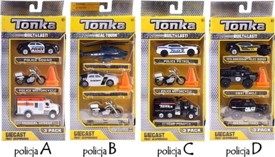 Set lodra metalike Tonka Die Cast Emergency, 3 vetura, forcë emergjence, shumëngjyrëshe