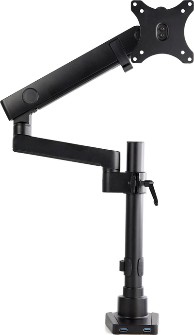 Mbajtëse tavoline për monitor StarTech, krah i vetëm, deri 34", me 2 porta USB 3.0, e zezë