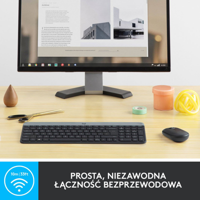 Set tastierë dhe maus Logitech MK470 Slim Wireless me kamera Logitech Brio 100, Full HD 1080p, i zi